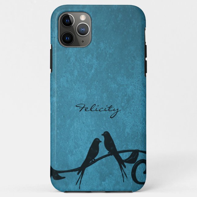 Bleu Lovebirds coque iphone personnalisé (Dos)
