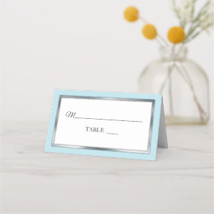 Bleu Lt ARGENT Blanc Simple Elégant Cartes De P