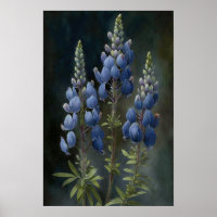 Bleu Lupine Flower Art Imprimer Poster
