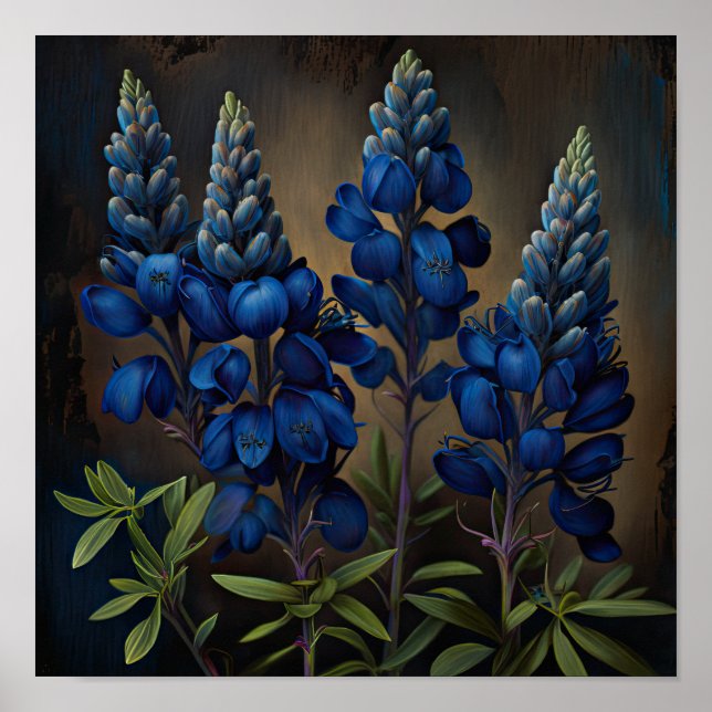 Bleu Lupine Flower Art Imprimer Poster (Devant)