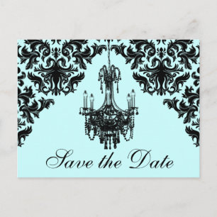 Bleu, lustre noir Damas Enregistrer la carte Date