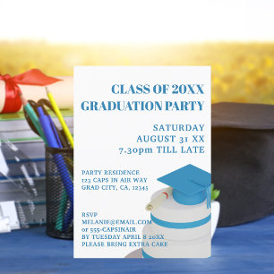 Bleu Lycée Classe De Graduation Invitations