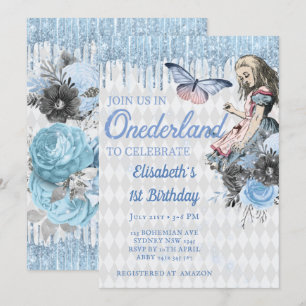 Bleu Magique Ice Alice Invitation d'anniversaire
