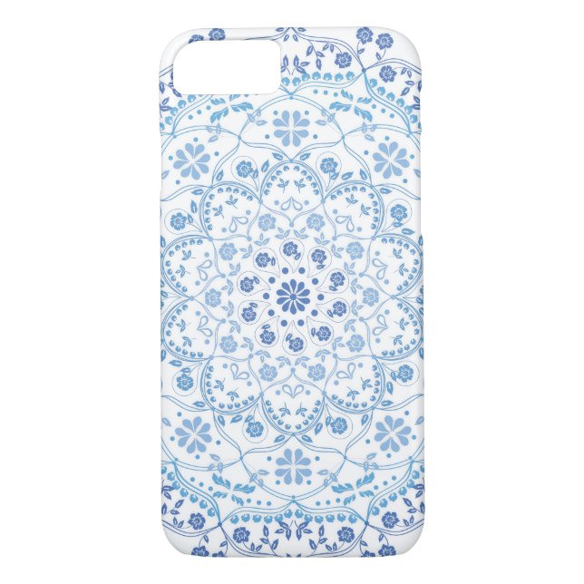 Bleu Mandala sur étui téléphonique Blanc I (Dos)