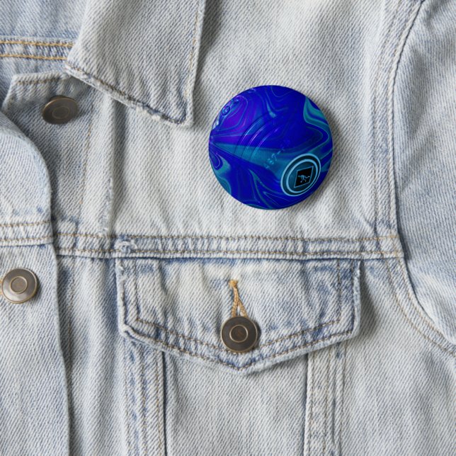 Bleu marbré pelouse Bowl, Bouton badge (En situation)