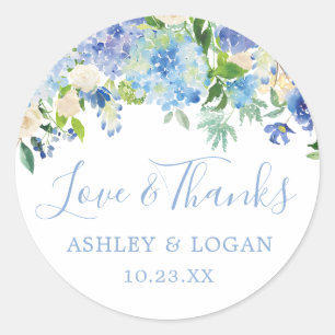 Bleu Mariage Floral Merci Favoriser Sticker