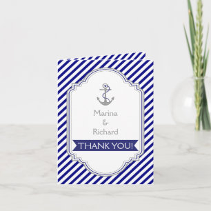 Bleu marine ancre nautique mariage Merci
