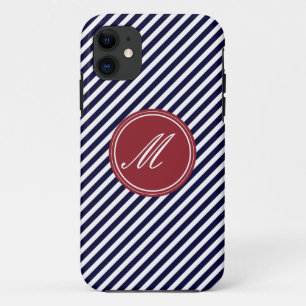 Bleu Marine & Blancs avec Monogram iPhone 5 Coque