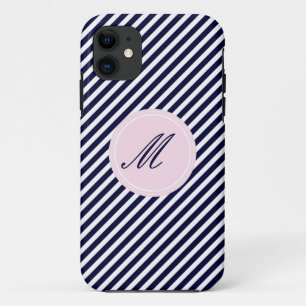 Bleu Marine & Blancs avec Monogram iPhone 5 Coque