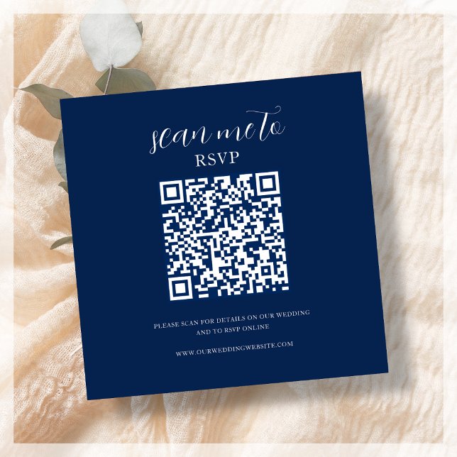 Bleu Marine | Carte de boîtier de code QR RSVP (Créateur téléchargé)