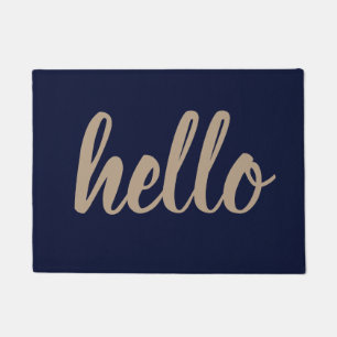Bleu marine de paillasson bonjour/Taupe