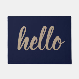 Bleu marine de paillasson bonjour/Taupe
