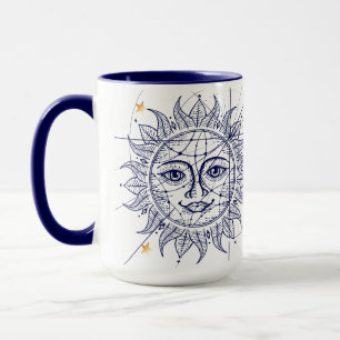 Bleu marine de Sun et tasse célestes d'étoile d'