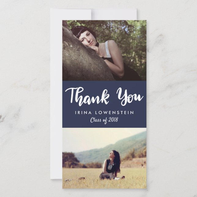 Bleu marine décontracté de Merci de photo du (Devant)