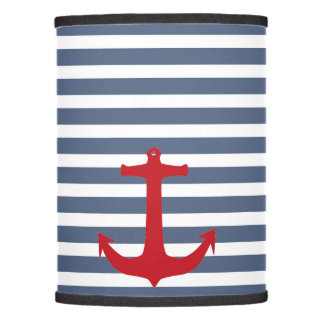 Bleu marine et bandes blanches avec Ancre rouge