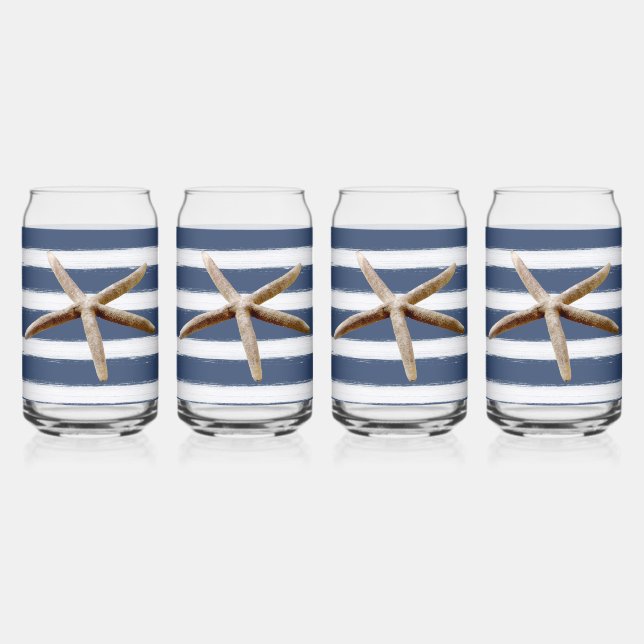 Bleu marine et blanc Grandes étoiles de mer (Recto)