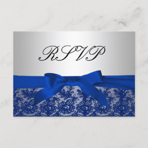 Bleu marine et dentelle d'argent épousant RSVP