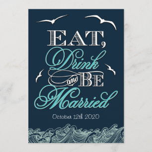 Bleu marine et invitations nautiques de mariage
