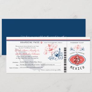 Bleu marine et mariage de corail de carte