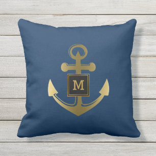 Bleu marine extérieur de coussins d'Ancre nautiqu