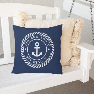 Bleu Marine   Rope & Ancre Nom du bateau Coussin e