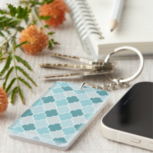 Bleu Marocain Trellis, Lattes, Quatrefoil