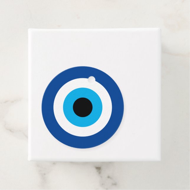 Bleu Mati Evil Eye personnalisé mariage étiquettes (En situation)