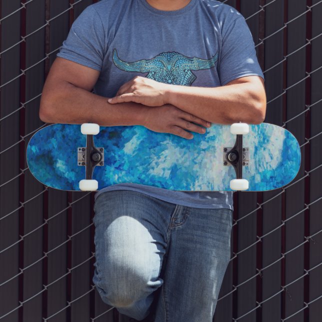 Bleu Mer Eau Abstraite Planche de Skateboard (Extérieur 3)