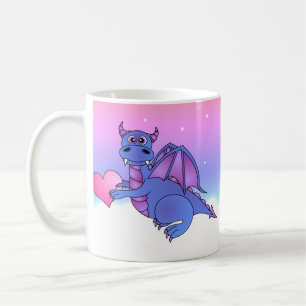 Bleu mignon de tasse de coeur de dragon - rose -