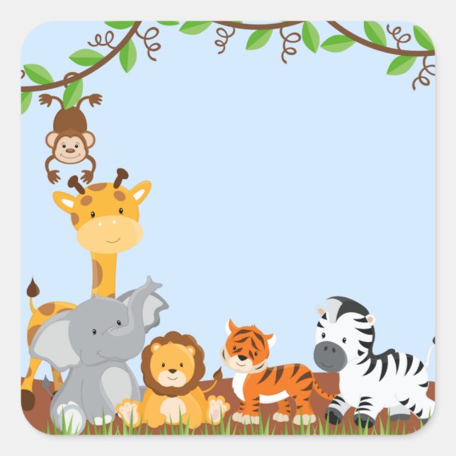 Bleu mignon Jungle Baby Sticker animal (Devant)