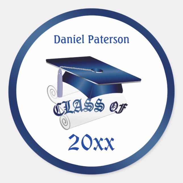 Bleu mortier, diplôme Classe de graduation Sticker (Devant)
