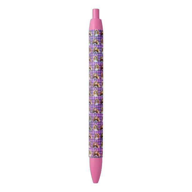 Bleu Motif Tartan Violet Cavalier Espagnols, Stylo (devant Vertical)