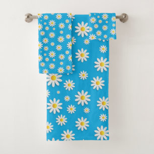 Bleu mou simple avec motif floral marron blanc
