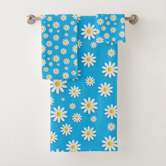 Bleu mou simple avec motif floral marron blanc (En situation)