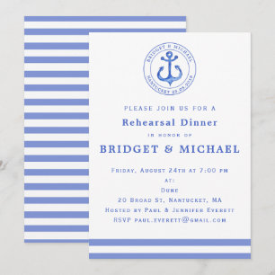 Bleu Nautique Ancre Dîner Invitation