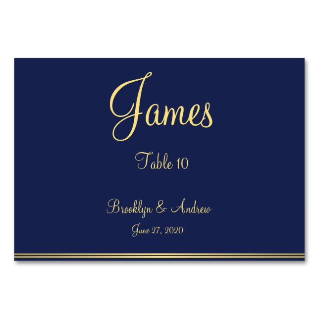 Bleu Nautique Mariage Cartes de Place Cartes de Ta (Devant)