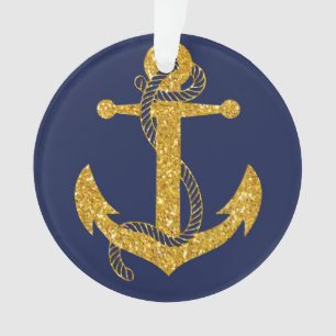 Bleu Nautique ornement de Noël Cercle Ancre