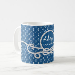 "Bleu nautique" Tasse de café personnalisée du cap