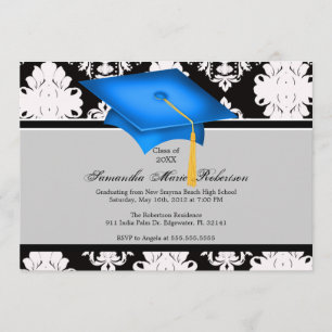 Bleu, Noir, Blanc, Invitation de diplôme personnal