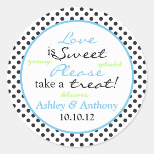 Bleu noir blanc Polka Dot Bonbons Stickers Buffet