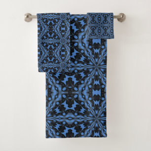 Bleu noir classique et motif géométrique de mosaïq
