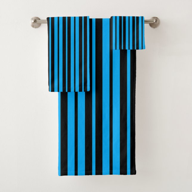 Bleu Noir Grilles Verticales Design Motif (En situation)