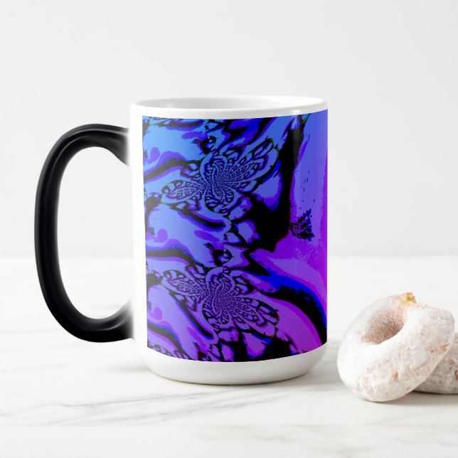 Bleu Noir Rose Purple Morpher Mug (Avec donut)