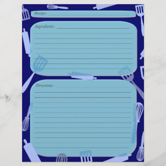 Bleu nuances cuisine ustensiles page de recette