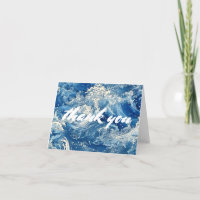 Bleu océan brisant les vagues carte de remerciemen