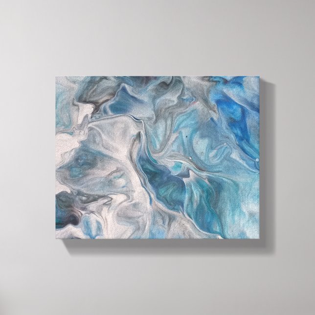 Bleu Océan, Fluide Art toile Abstraite Imprimer (Recto)