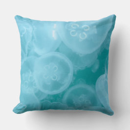 Bleu océan transparent méduse lancer oreiller