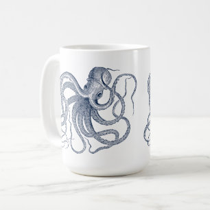 Bleu Octopus Illustration nautique Café Mug