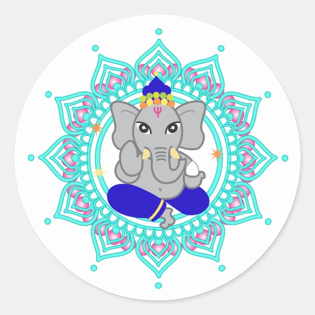 Bleu om mandala autocollant (Devant)