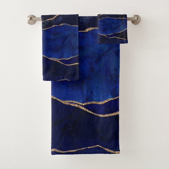 Bleu & Or Agate Moderne Glam Minimal Bain Chic À (En situation)